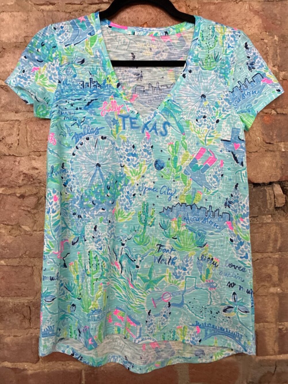 Lilly Pulitzer Blue Texas Short Sleeve Shirt XS